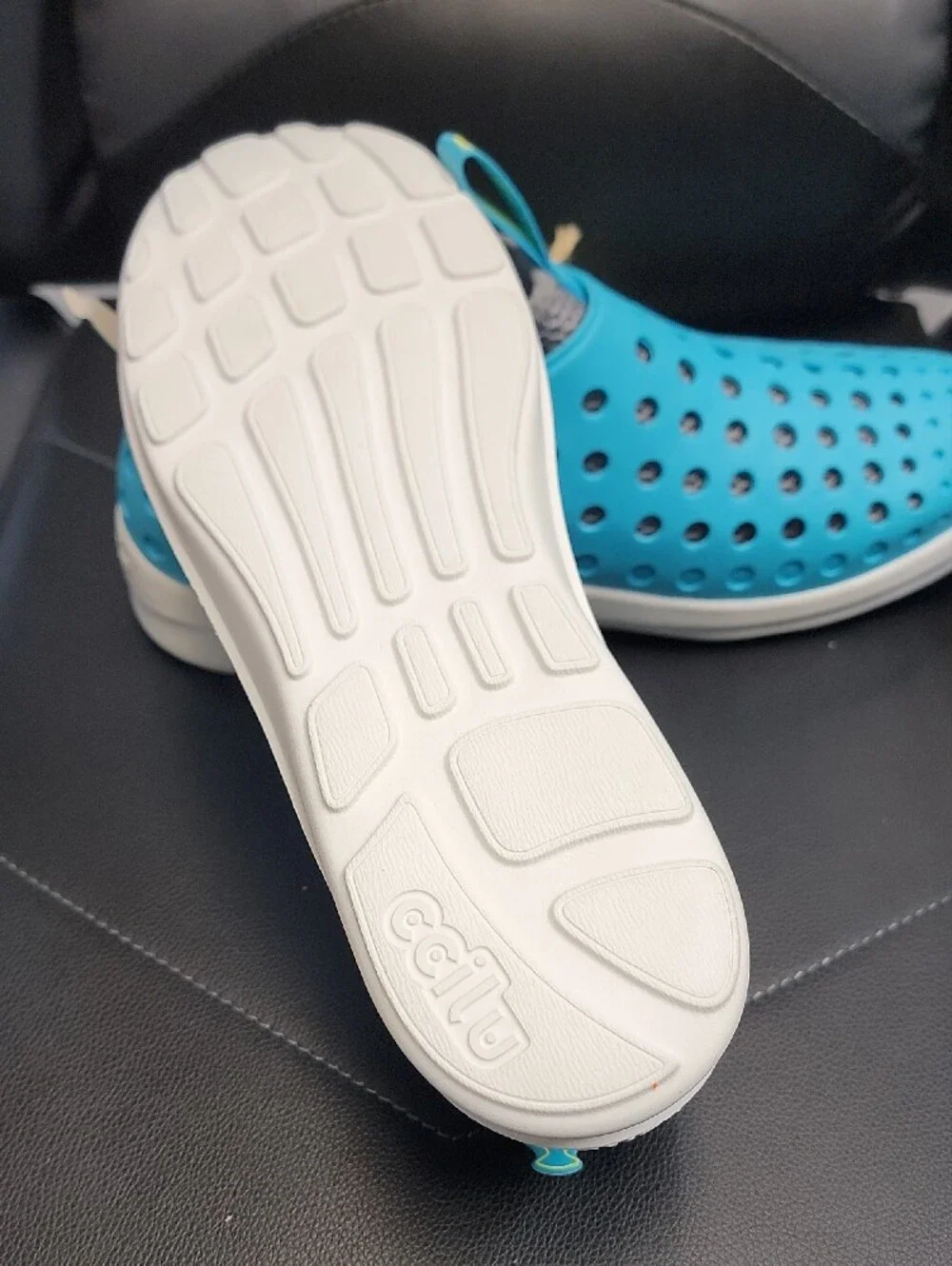 Kids Lightweight Aqua Blue Slip-On Water Shoes with Pull Tab